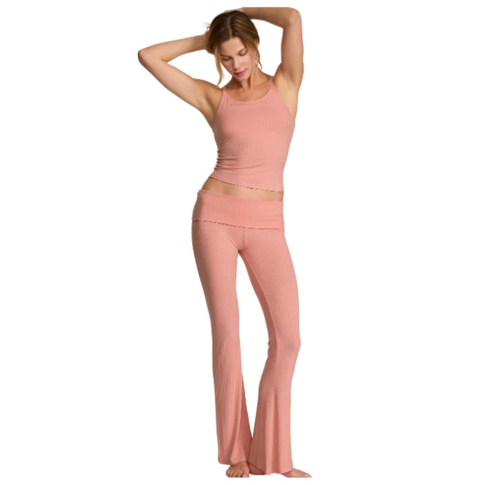 SET PIJAMA VICTORIA SECRET TIRANTES Y PANTALON RIB ROSA T-L